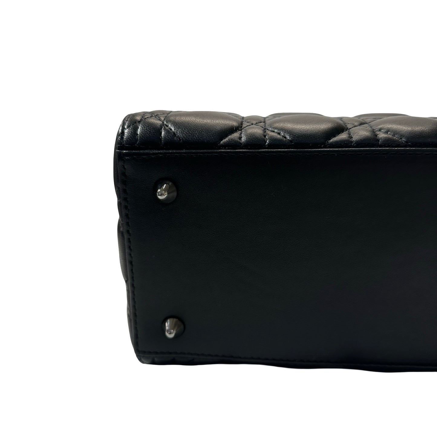 Used DIOR Lambskin Leather Lady Dior Medium Handbag Black