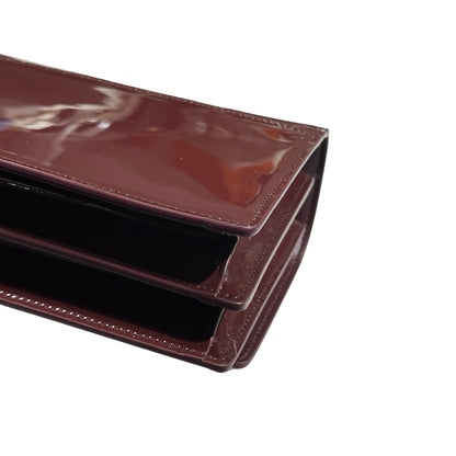 New SAINT LAURENT Patent Leather Small Sunset Chain Shoulder Bag Burgundy