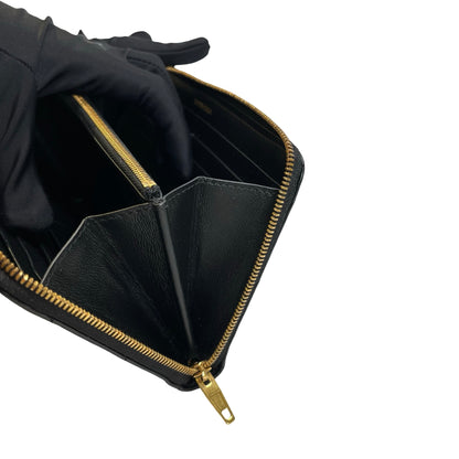 Used BALENCIAGA Quilted Leather Quilted Wallet Long wallet Black Gold