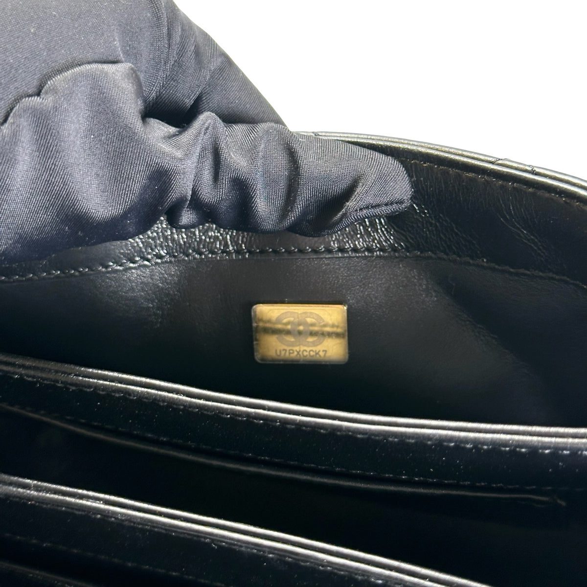 Used CHANEL Lambskin 22A Small Color Match Chain shoulder bag Black GHW