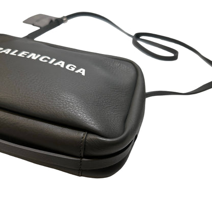 Used BALENCIAGA Calfskin Leather Crossbody Cross Body Bag Black PHW