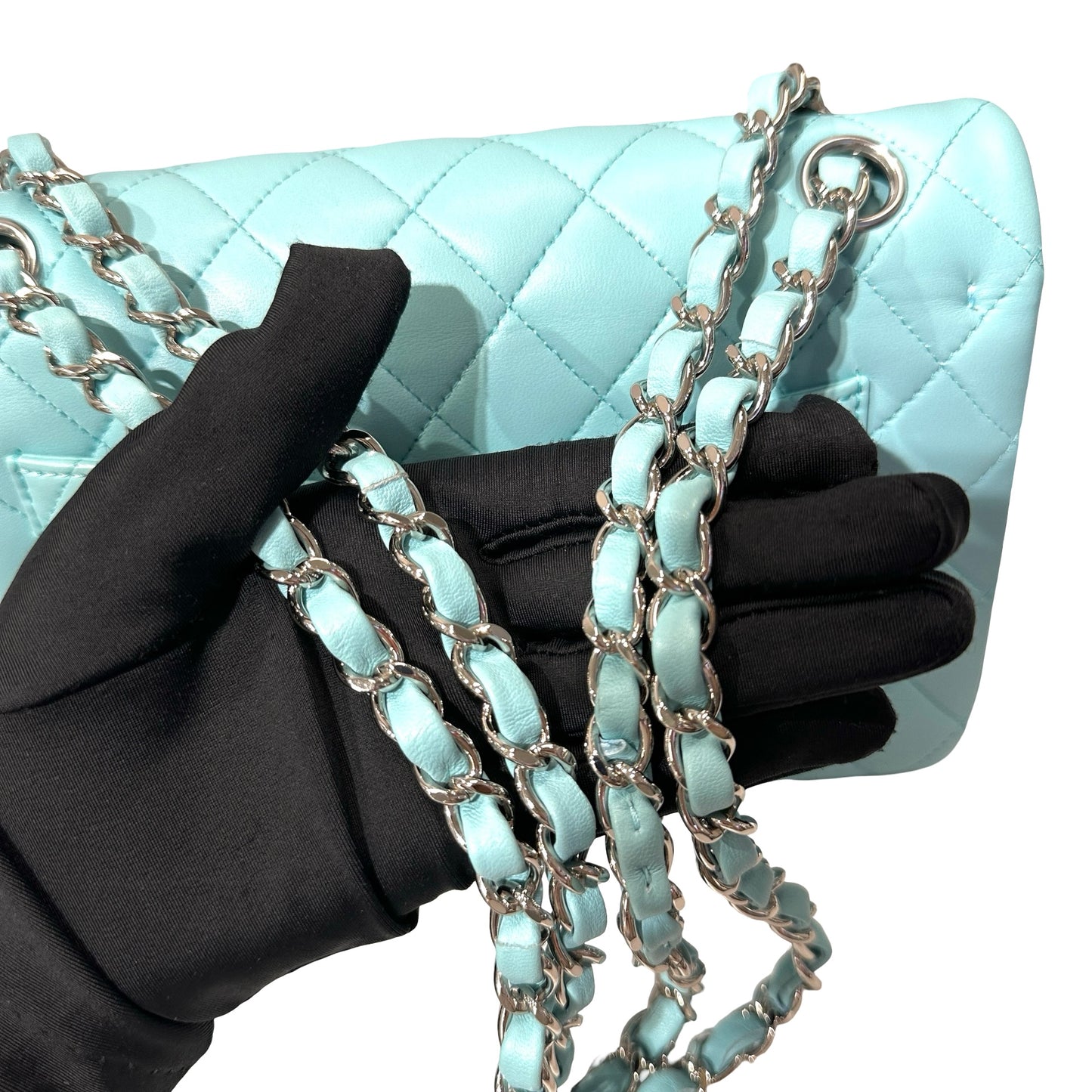 Used CHANEL Lambskin Leather CF 23 Shoulder Bag Blue PHW