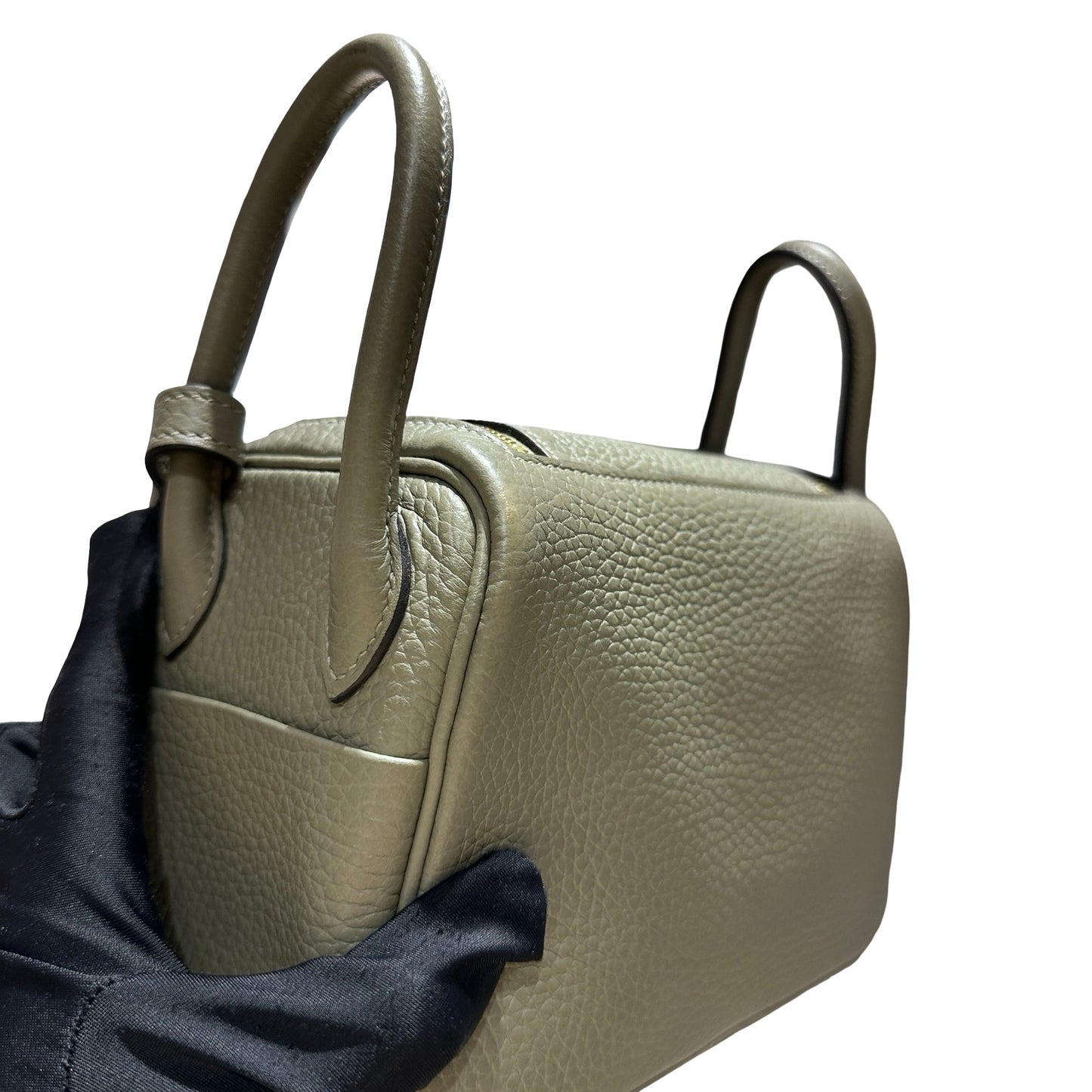 Used Hermès Mini Lindy Cross Body Bag Green GHW