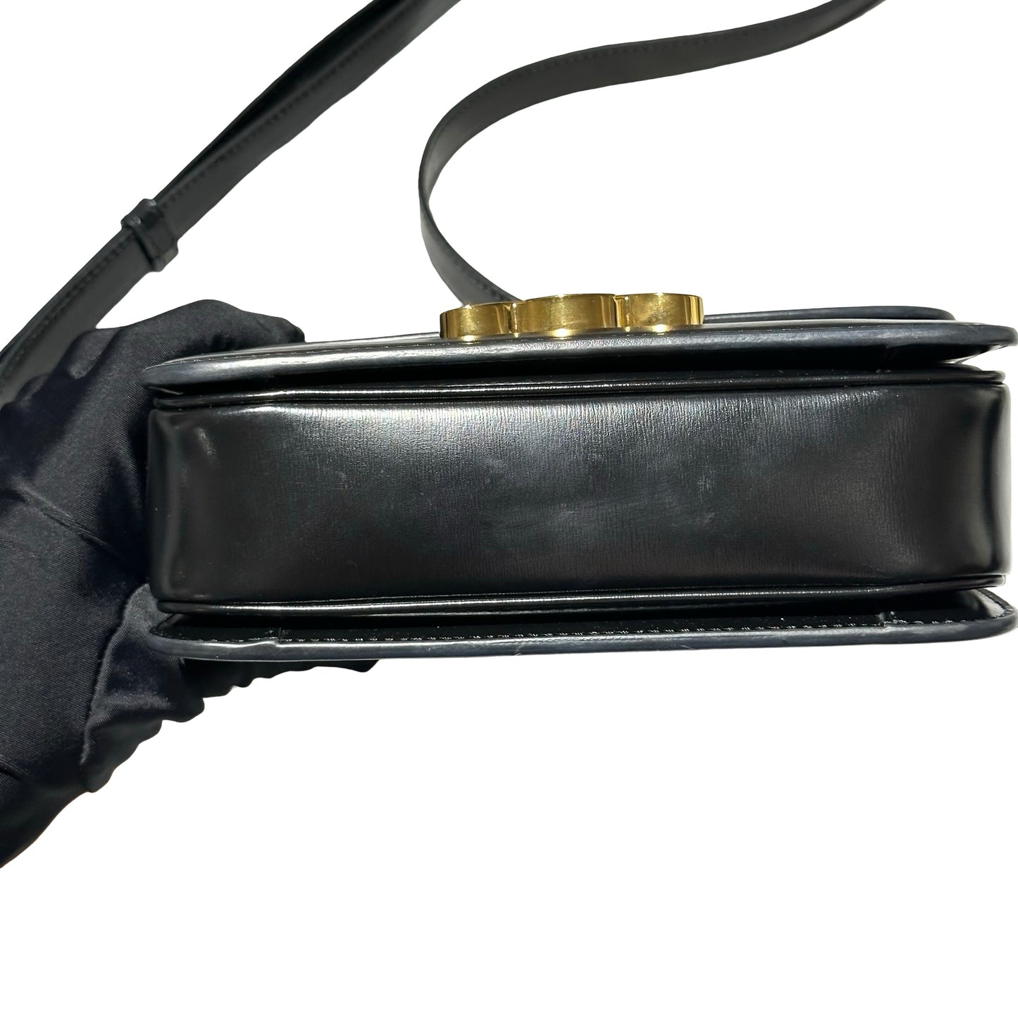 Used CÉLINE Trimphe Teen Cross Body Bag Black GHW