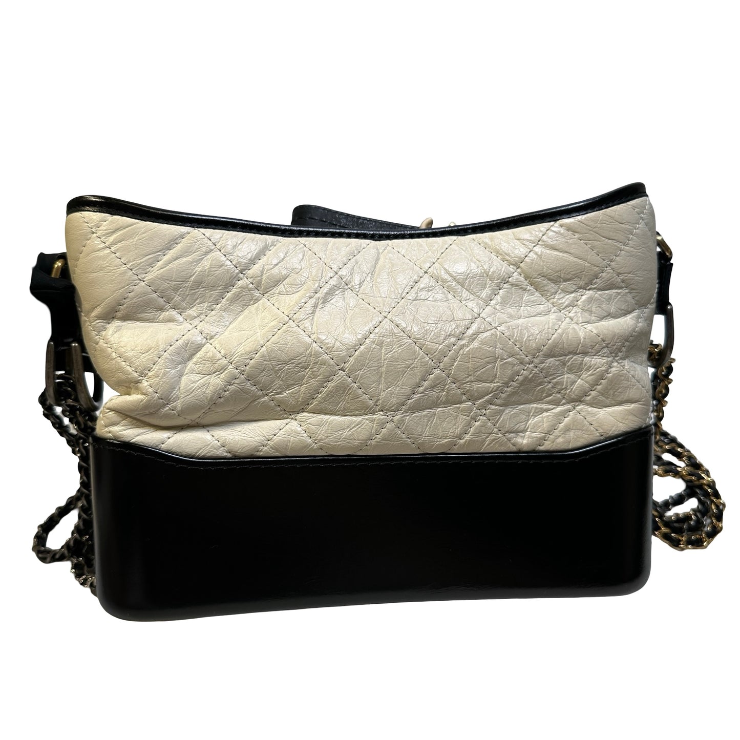 Used CHANEL Quilted Calfskin Gabrielle Hobo Bag White Black