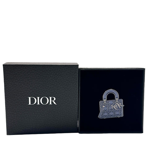 Used Dior Metal Lady Dior Celebration Brooch Accessories Navy Blue PHW