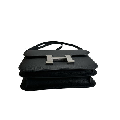 Brand New HERMES Epsom Constance Crossbody Bag Black Silver
