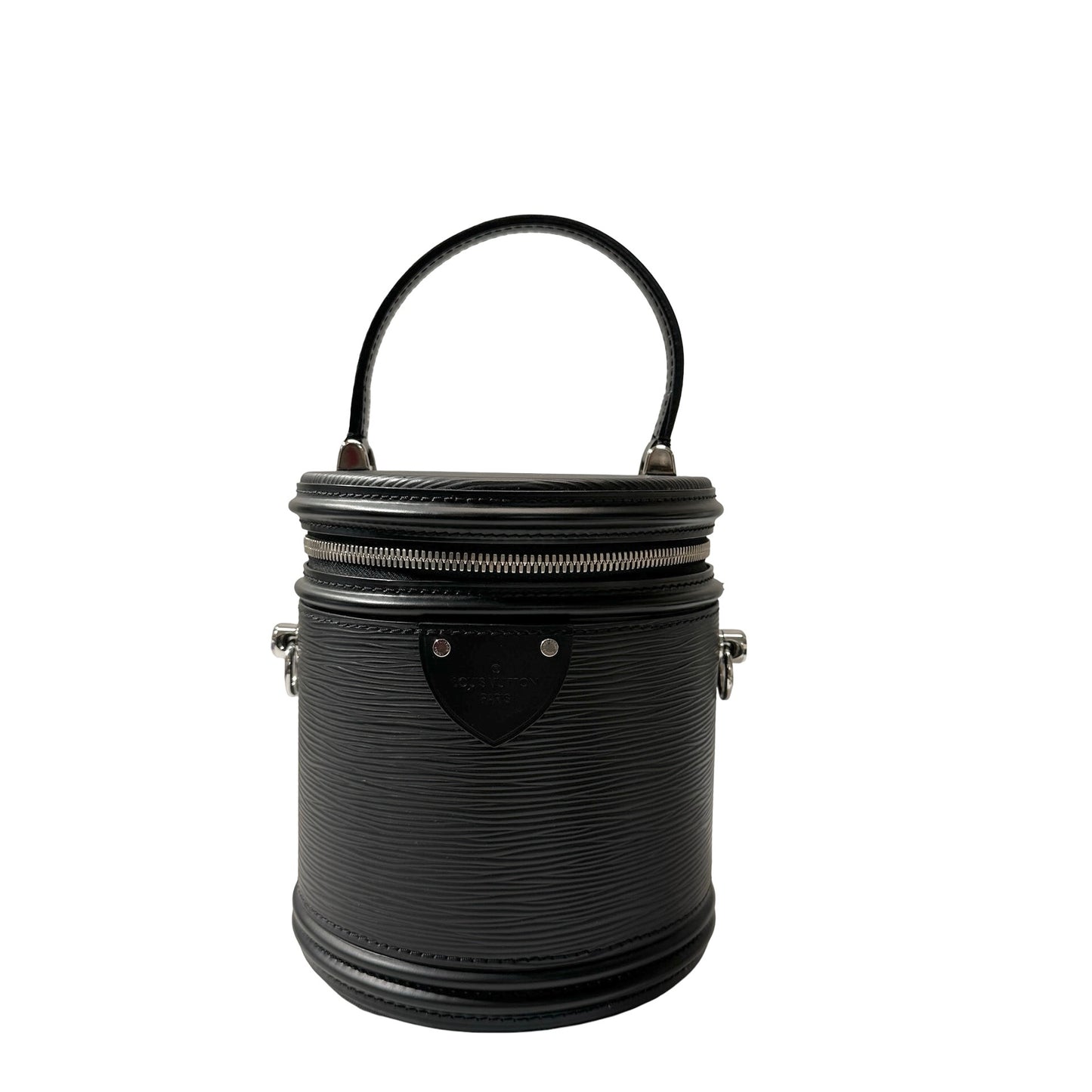 Used LOUIS VUITTON Calfskin Leather Epi Black Back Bucket Bag PHW Black