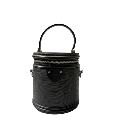 Used LOUIS VUITTON Calfskin Leather Epi Black Back Bucket Bag PHW Black