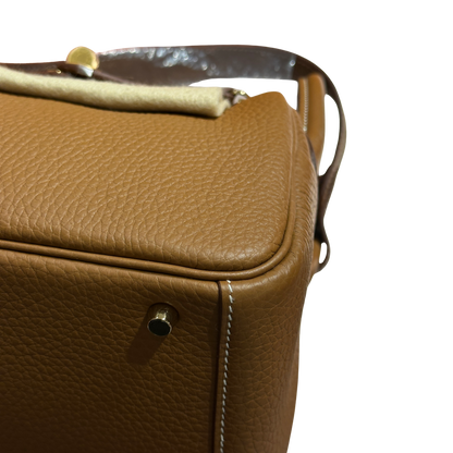 Brand New HERMES Taurillon Clemence Lindy Mini II Shoulder Bag Gold