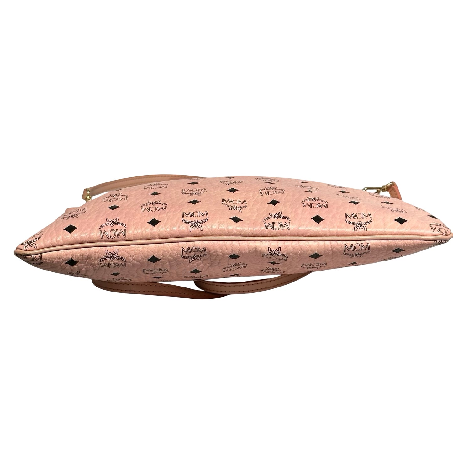 Used MCM Calfskin Leather Cross Body Bag Pink