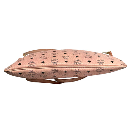 Used MCM Calfskin Leather Cross Body Bag Pink