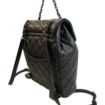 Used CHANEL Quilted Caviar Gabrielle Backpack Backpack Black Gold Hardware