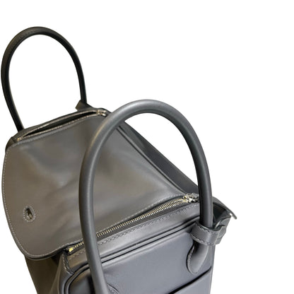 Used HERMES Clemence Lindy 26 Shoulder Bag Gris Etain PHW