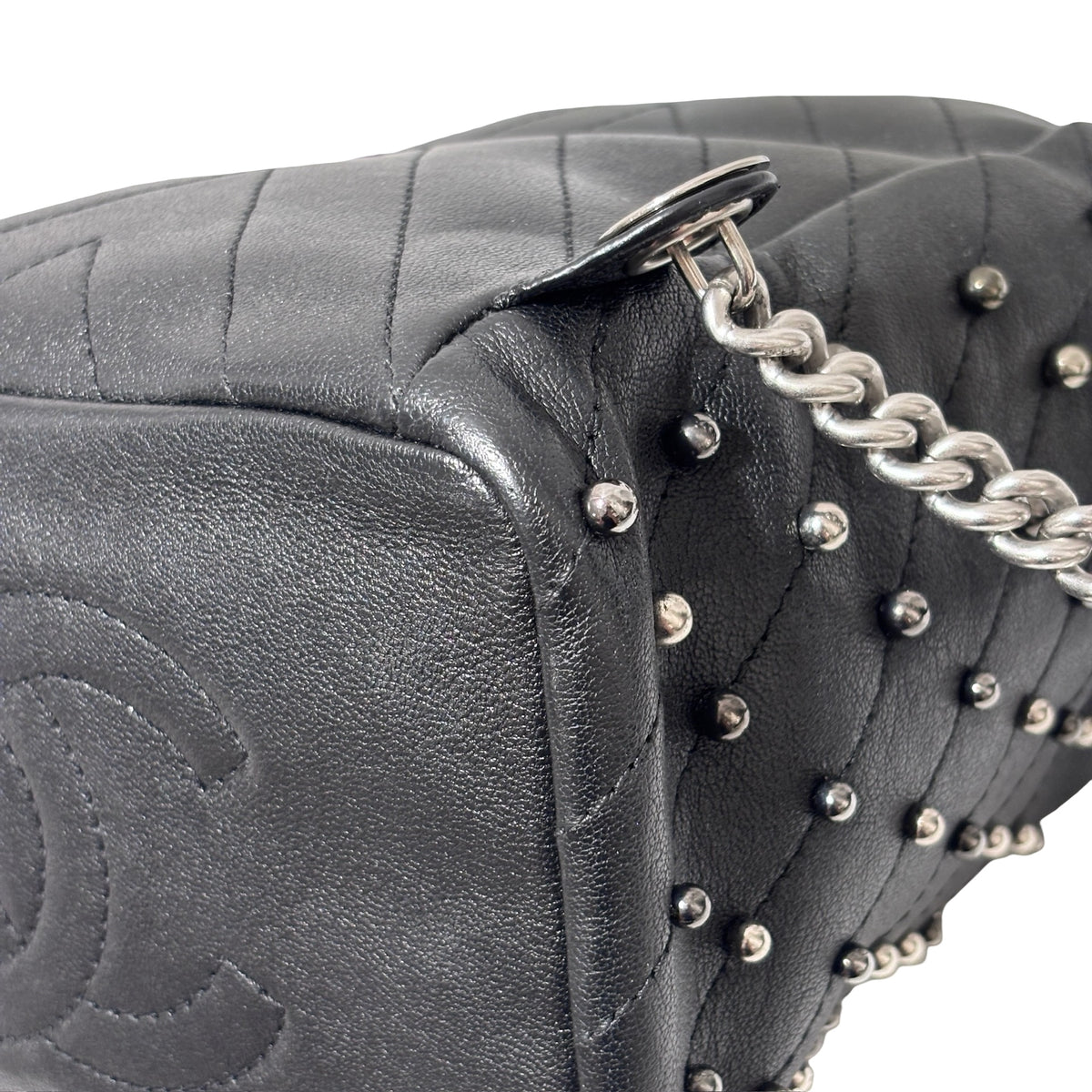 Used CHANEL Lambskin Studded Stud Wars Backpack Backpack Black Silver