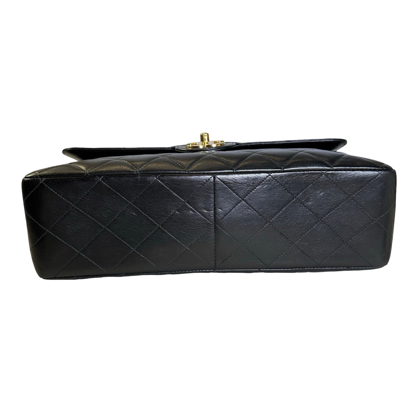 Used CHANEL Quilted Lambskin Vintage Classic Flap Chain Shoulder Bag Black Gold