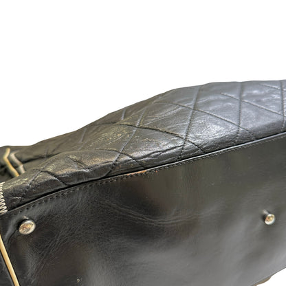 Used CHANEL Quilted Leather Quilted Tote Tote Bag Black Silver