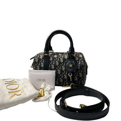 Used DIOR Boston Cross Body Bag Navy GHW