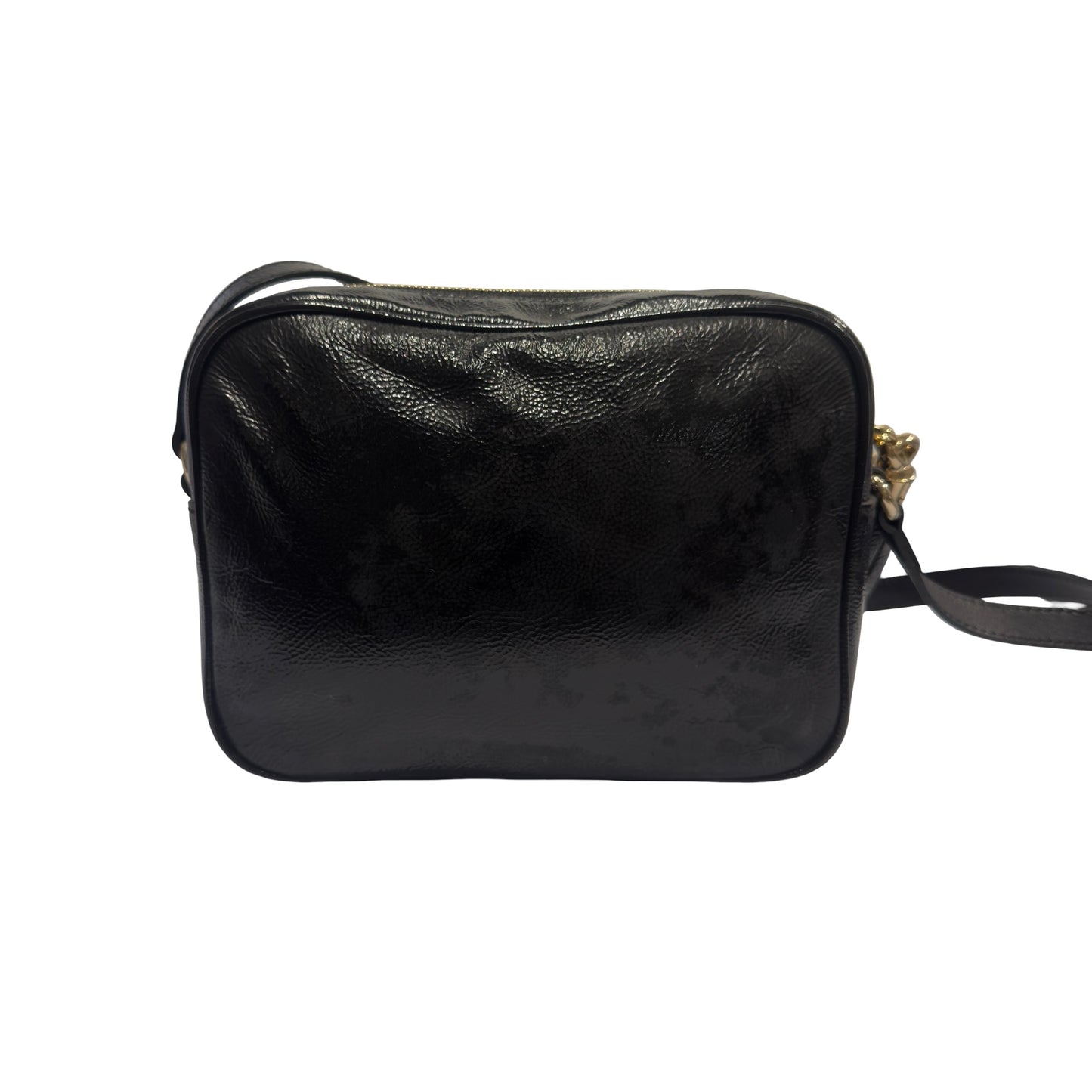 Used GUCCI Patent Leather GG Logo Soho Disco Crossbody Bag Black