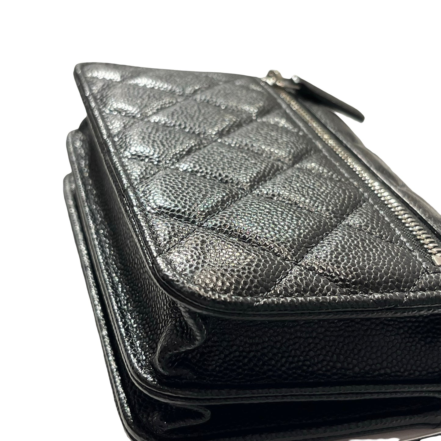 Used CHANEL Calfskin Leather MINI WOC Cross Body Bag Black PHW