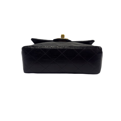 Used CHANEL Matelasse Lambskin Matelasse Shoulder Bag Black Gold