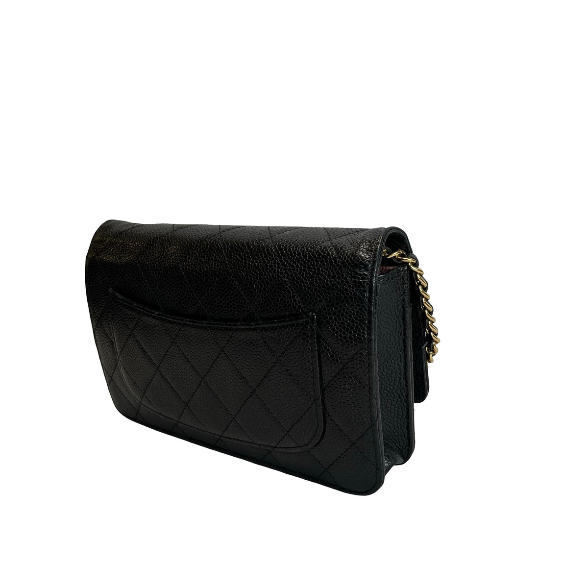 Used CHANEL Caviar Quilted Wallet on chain Wallet on chain Black Gold