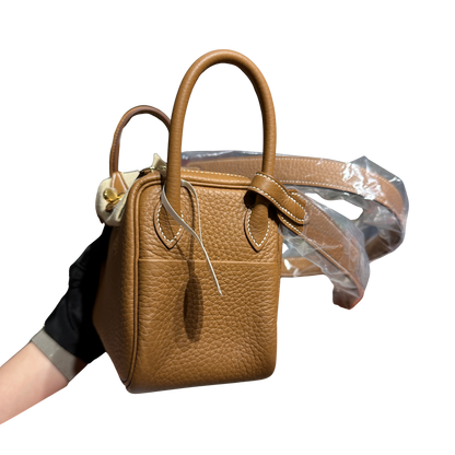 Brand New HERMES Clemence Lindy Handbag Gold