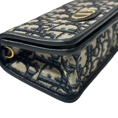Used DIOR Canvas Mini Bag Navy Blue Beige