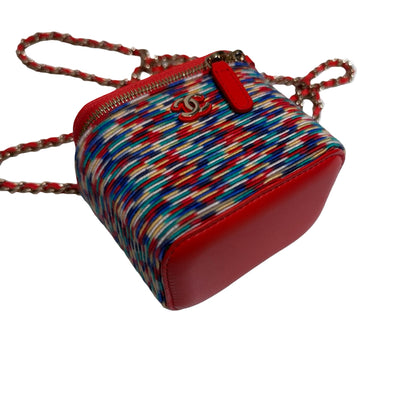 Used CHANEL Mini Vanity Cross Body Bag Red Multi color
