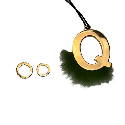 Used FENDI Alphabet Bag Charm Bag charm Gold Green