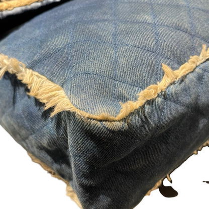 Used CHANEL Denim Matelasse Single Flap Chain Shoulder Bag Light Blue GHW