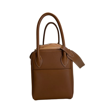 Used HERMES Leather Solid color Lindy 26 Handbag Gold PHW