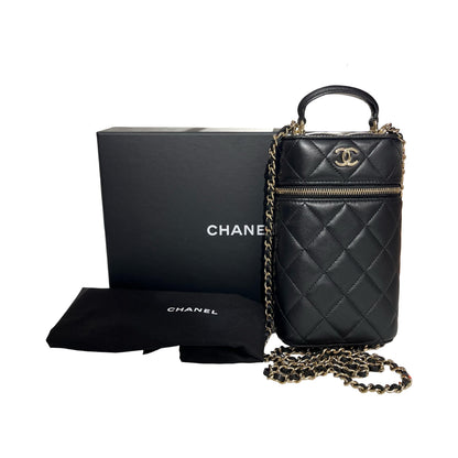 Used CHANEL Lambskin Leather Chain Shoulder Shoulder Bag Black GHW