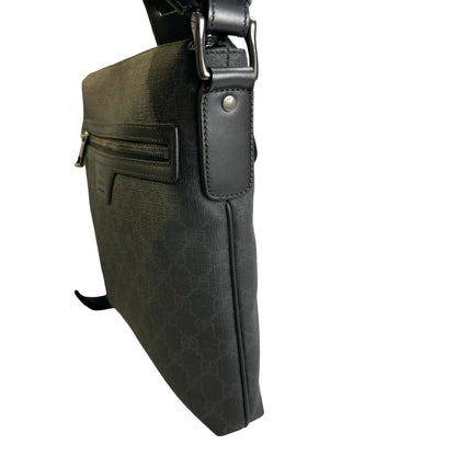 Used GUCCI GG Supreme Canvas GG Supreme Crossbody Bag Black Grey