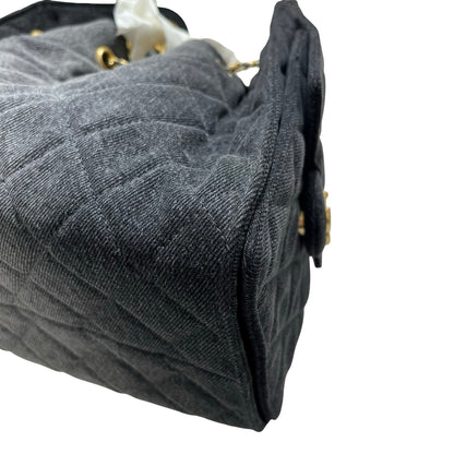 New CHANEL Denim Small 25 Denim Shoulder Bag GHW Black