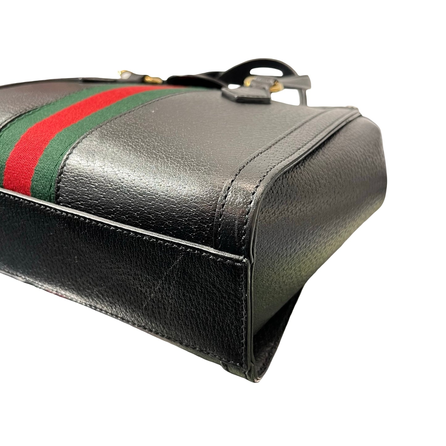 Used GUCCI Calfskin Leather Ophidia Cross Body Bag GHW Black