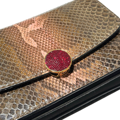 Used MARC JACOBS Snake Skin Chain Shoulder Shoulder Bag Brown