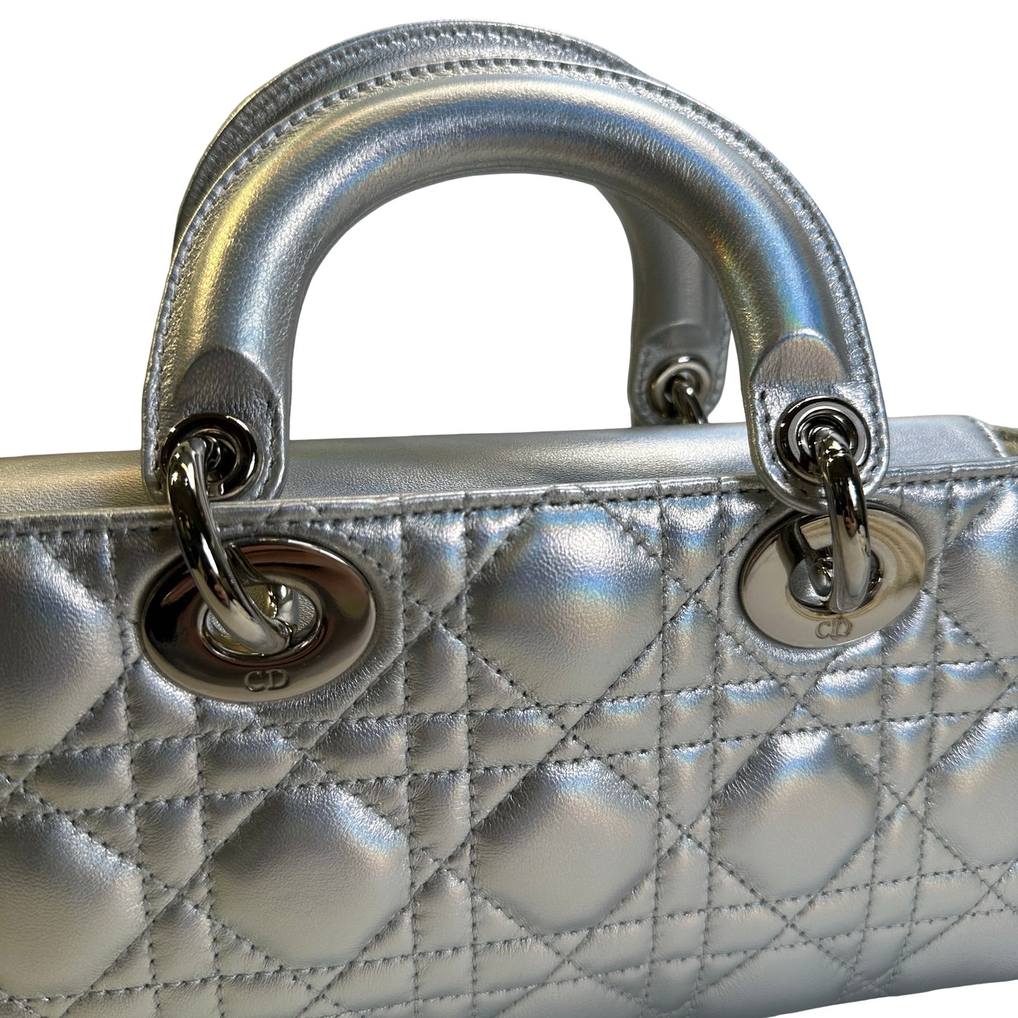 Used DIOR Cannage Lady D-Joy Handbag Silver