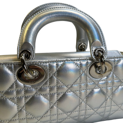 Used DIOR Cannage Lady D-Joy Handbag Silver