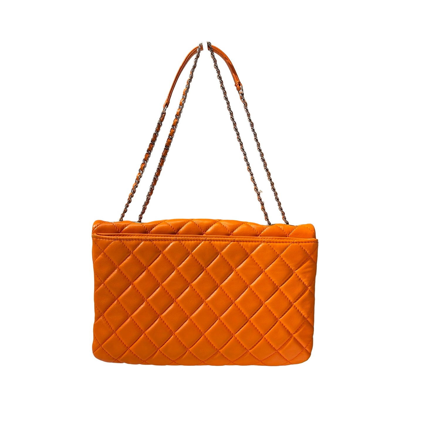 Used CHANEL FLAP Cross Body Orange PHW Cross Body Bag Orange