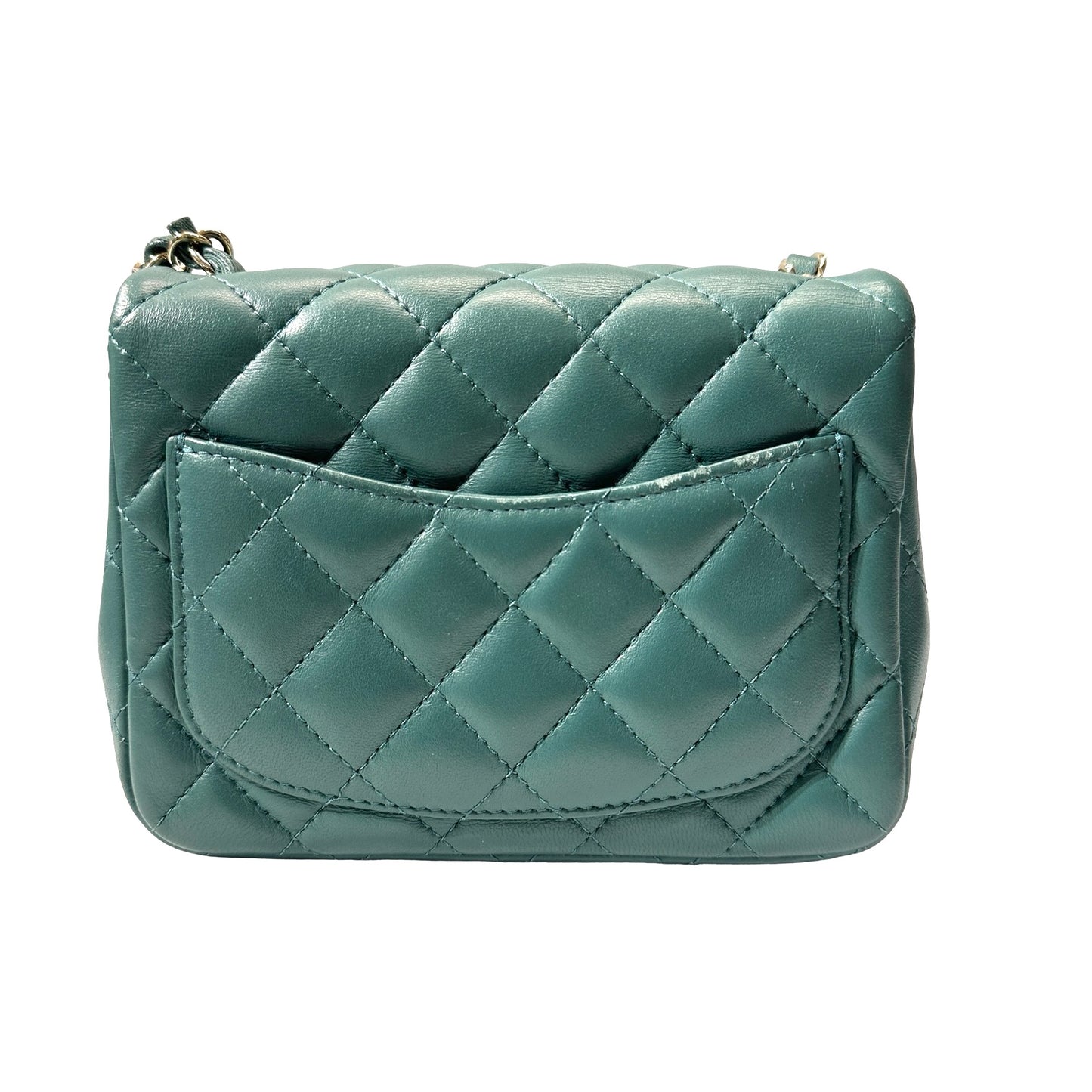 Used CHANEL Cross Body Bag Mini Flap 17cm Green PHW
