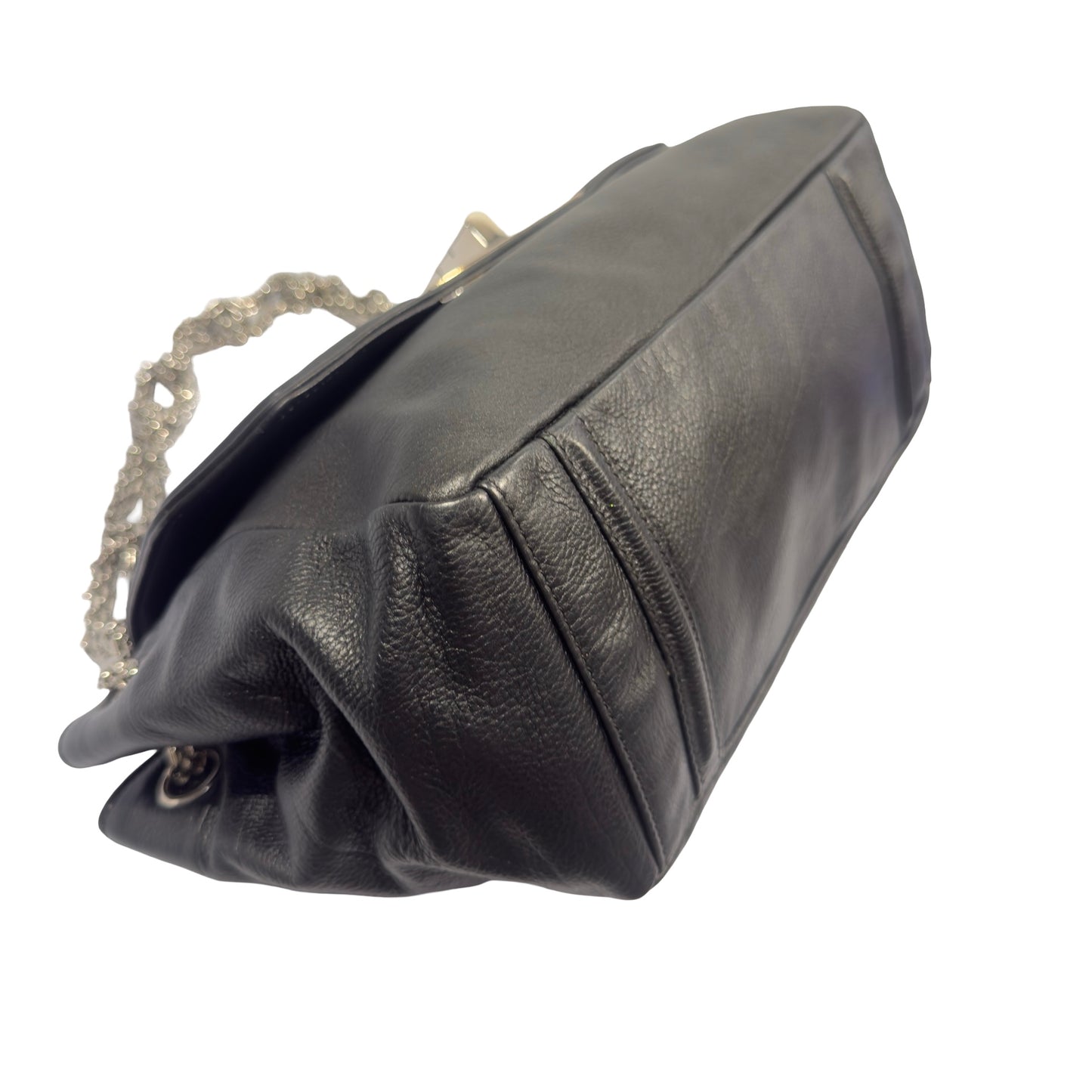 Used CHANEL Calfskin Reissue 2.55 Shoulder Bag Black Silver