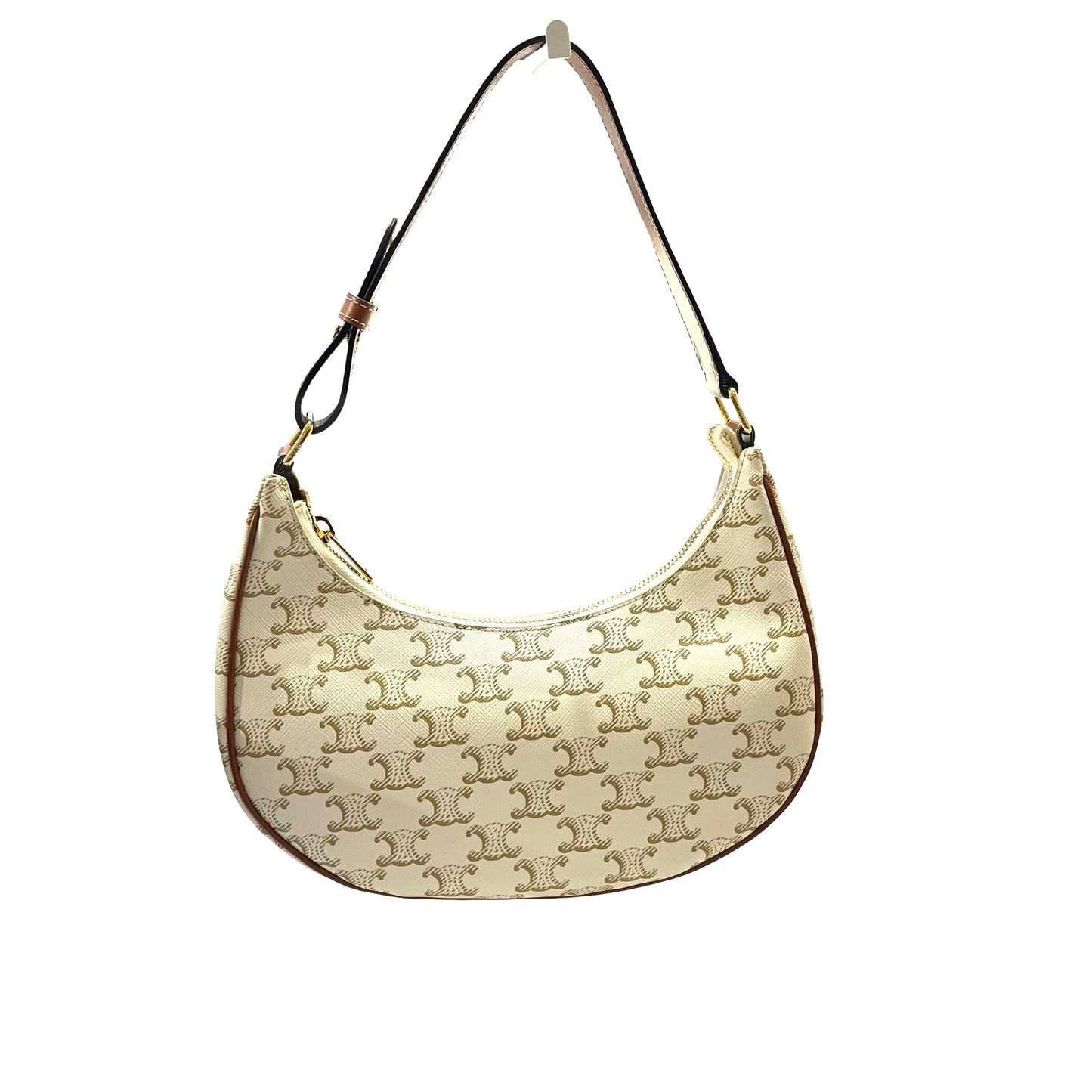 Used CÉLINE Ava Medium Shoulder Bag Brown White GHW