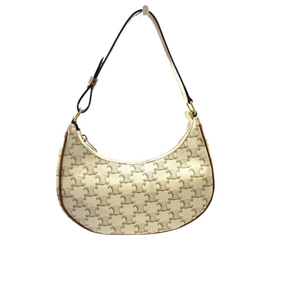 Used CÉLINE Ava Medium Shoulder Bag Brown White GHW
