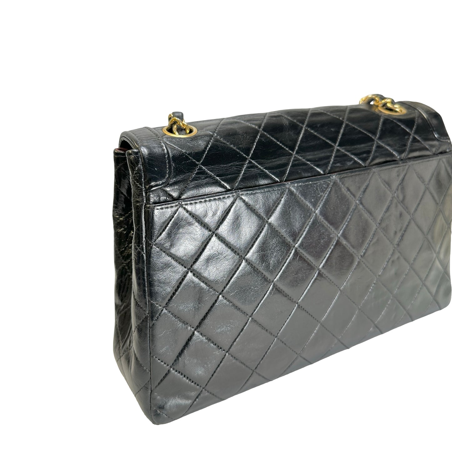 Used CHANEL Quilted Quilted Classic Flap Bag Shoulder Bag Black Gold