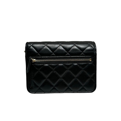 Used CHANEL WOC with PEARL Cross Body Bag Black GHW
