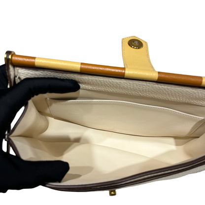 Used HERMÈS SAUT HERMES 25 Shoulder Bag White GHW