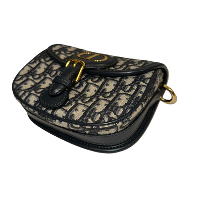 Used DIOR Oblique Jacquard Bobby Shoulder Bag Blue Navy GHW