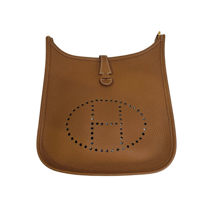 Used HERMES Clemence Evelyne Shoulder Bag Gold