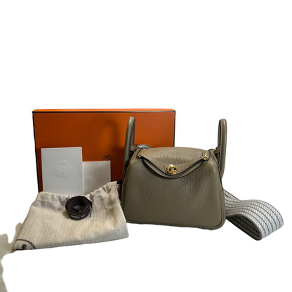 Brand New HERMES Clemence Lindy Handbag Etoupe